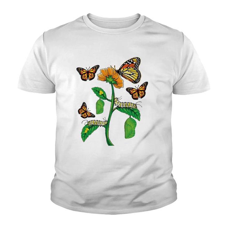 Monarch Butterfly Lover Life Cycle Metamorphosis Caterpillar Youth T-shirt