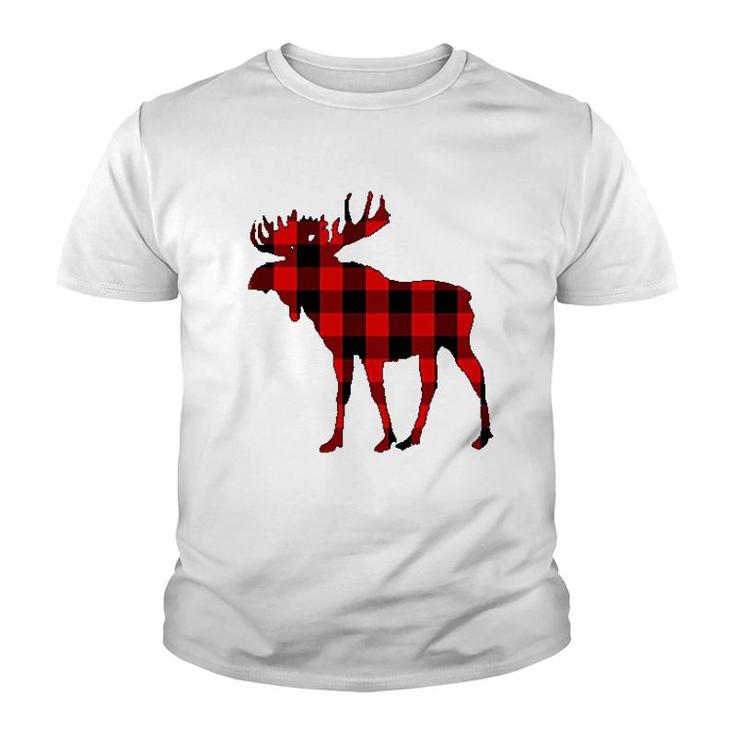 Moose Buffalo Red Plaid Gift Youth T-shirt