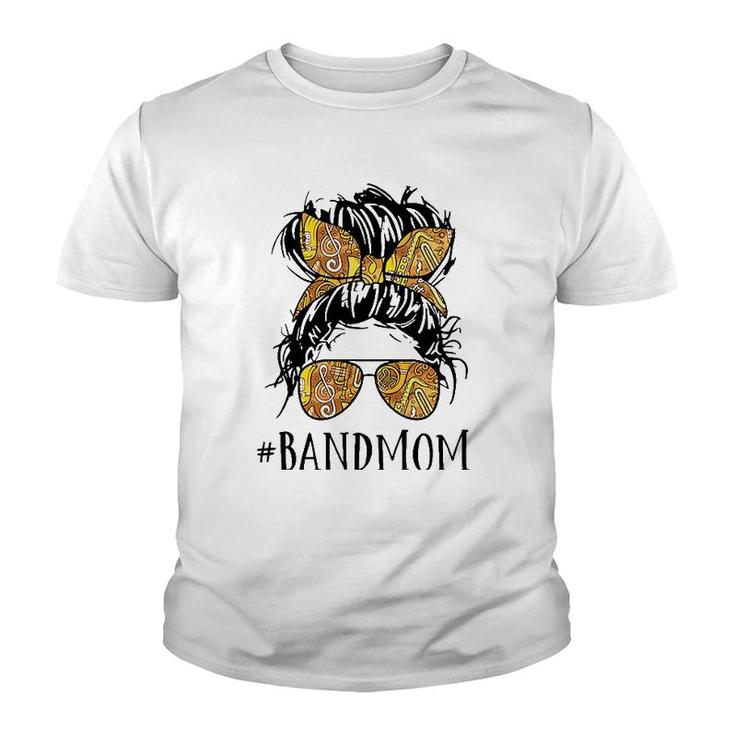 Mother's Day Messy Hair Woman Bun Band Mom Marching Band Youth T-shirt