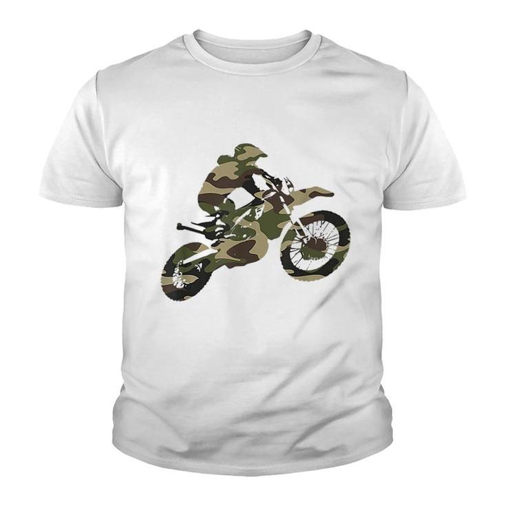 Motocross Dirt Bike Camo Youth T-shirt