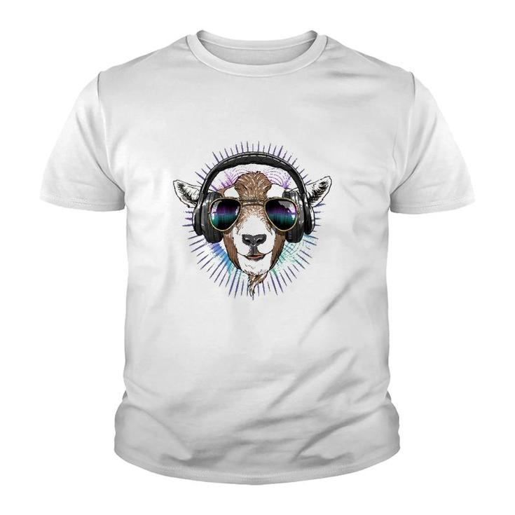 Music Goat Dj With Headphones Musical Goat Lovers Youth T-shirt