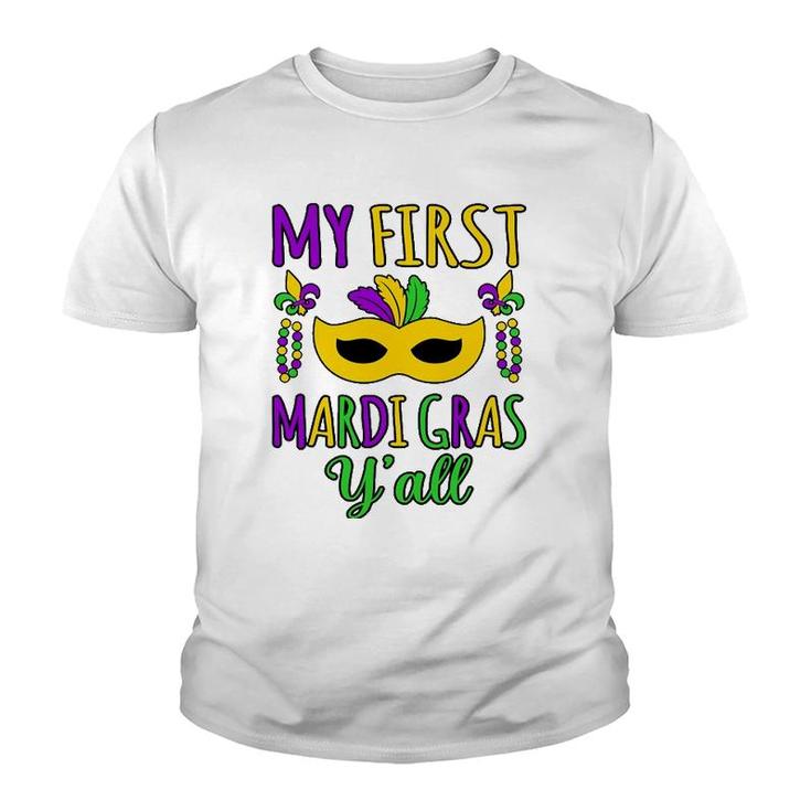 My First Mardi Gras Y'all Mardi Gras Party Holiday Graphic Youth T-shirt
