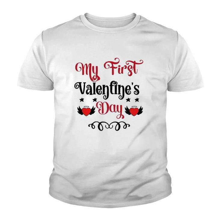 My First Valentines Day Romantic Valentine For Husband Funny Valentine Youth T-shirt