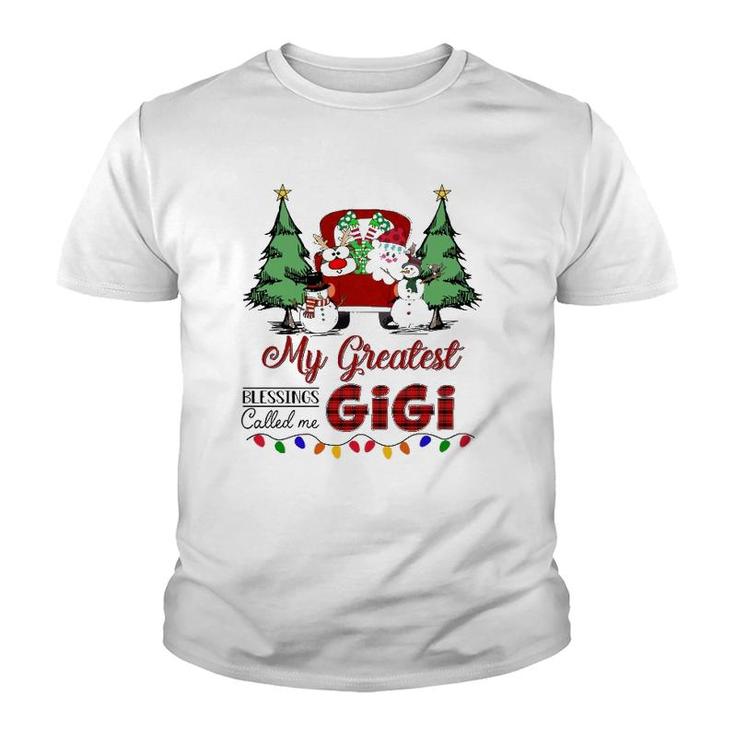 My Greatest Blessings Called Me Gigi Snowman Car Christmas Youth T-shirt