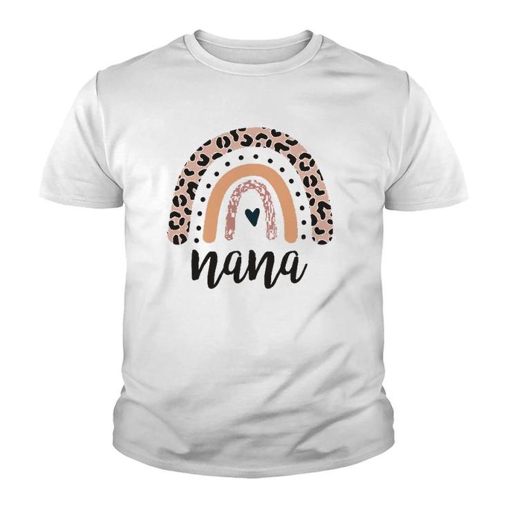 Nana Leopard Rainbow Grandmother Cheetah Print Graphic Youth T-shirt