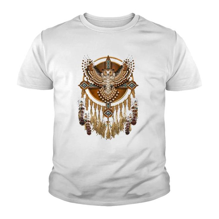 Native American Beadwork Owl Mandala Gift For Women Men Youth T-shirt