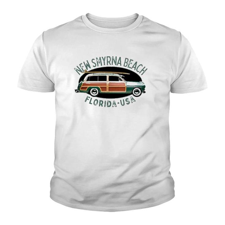 New Smyrna Beach Florida Vintage Surfing Youth T-shirt