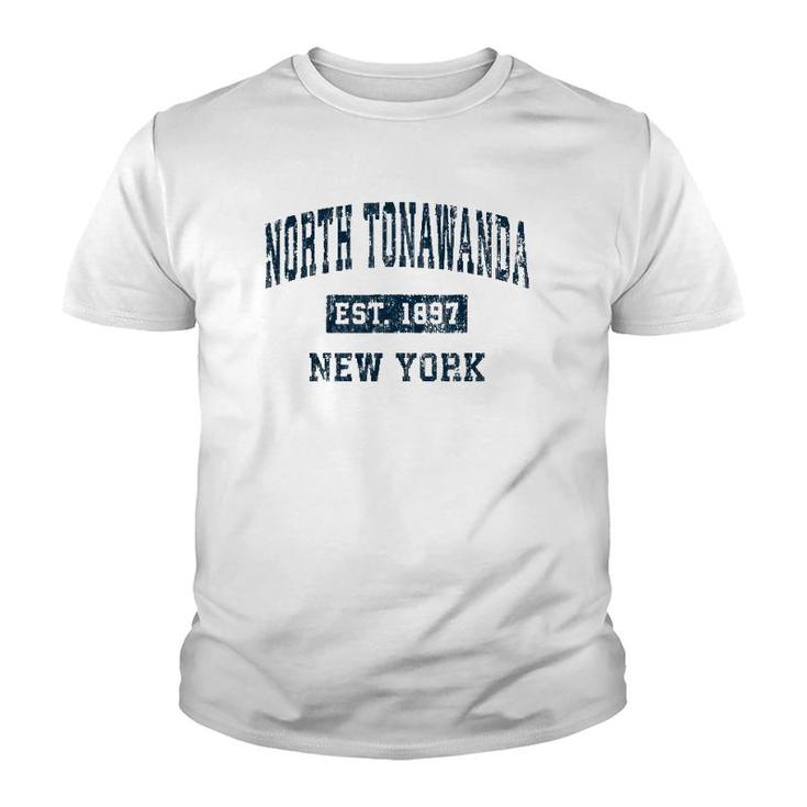 North Tonawanda New York Ny Vintage Sports Design Navy Print Youth T-shirt