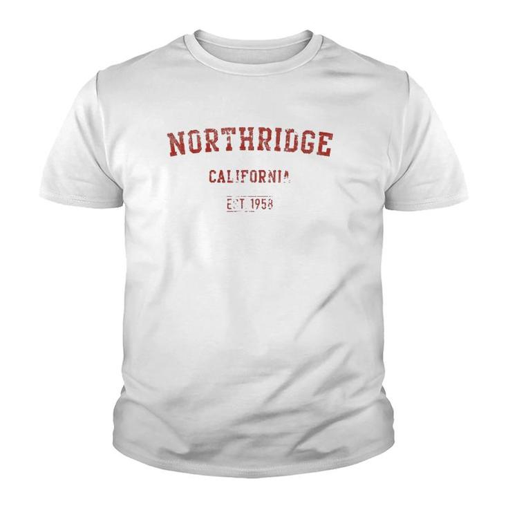 Northridge California Distressed Text Sport Style Youth T-shirt