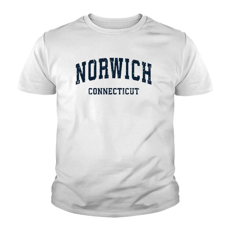 Norwich Connecticut Ct Vintage Varsity Sports Navy Design Youth T-shirt