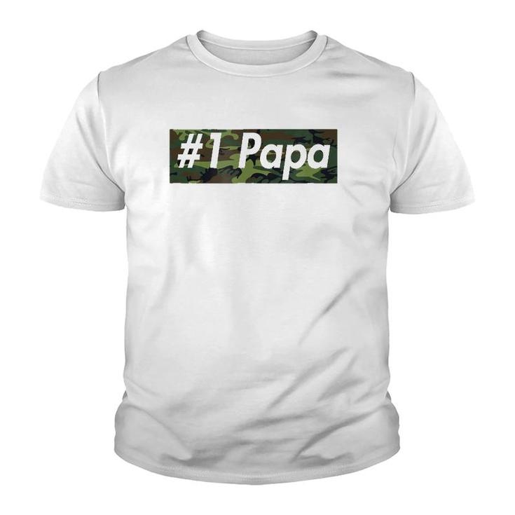 Number One Papa , Best Father, Dad Camo Box Youth T-shirt