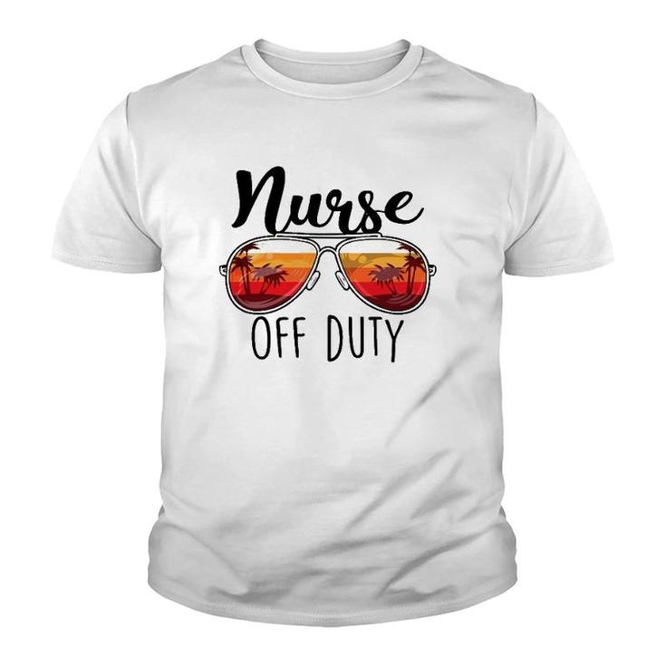 Nurse Off Duty Sunglasses Sunset Beach Retired Retirement Youth T-shirt