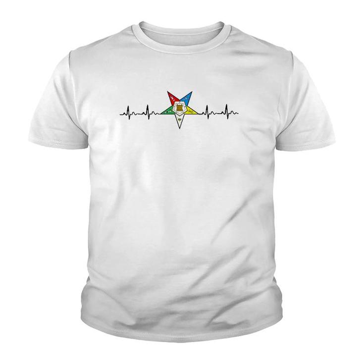 Oes Heartbeat Order Of The Eastern Star Ekg Youth T-shirt