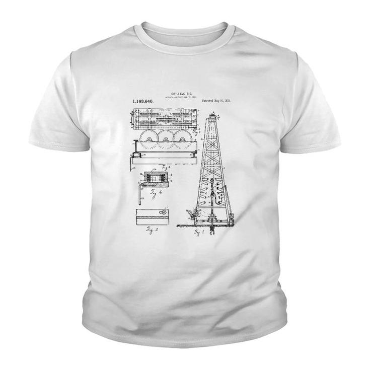 Oil Rig Blueprint - Petroleum Engineer Oilfield Tee Youth T-shirt