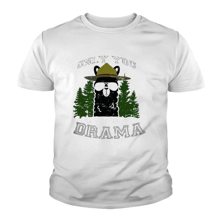Only You Can Prevent Drama Llama Forest Camping Youth T-shirt