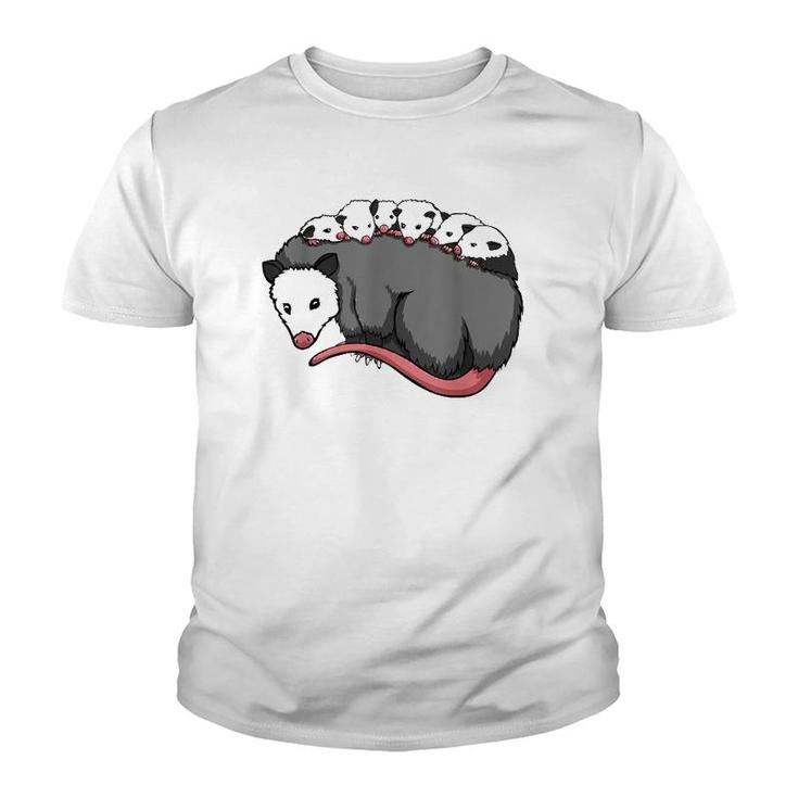 Opossum Mom Lovers Cute Possum Gift Possum Babies Rehad Youth T-shirt