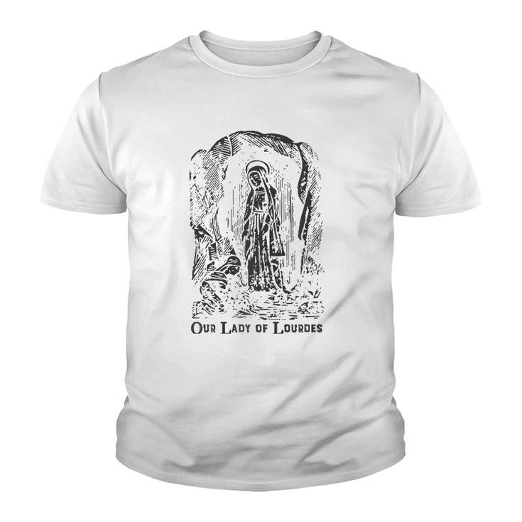 Our Lady Of Lourdes Bernadette Catholic Vintage Distressed D  Youth T-shirt