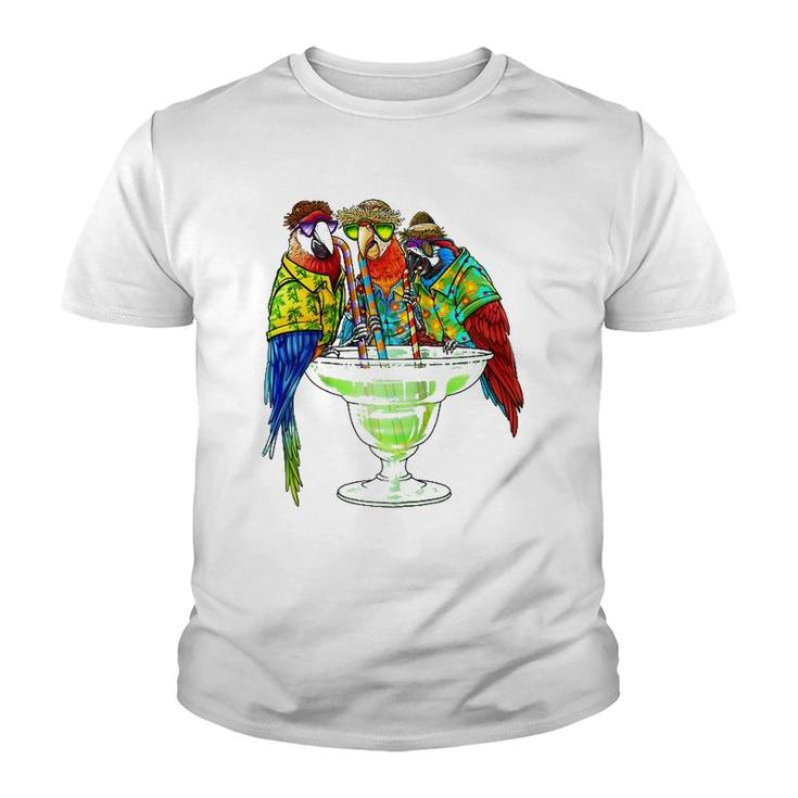 Parrots Drinking Margarita Hawaiian Vacation Birds Raglan Baseball Tee Youth T-shirt