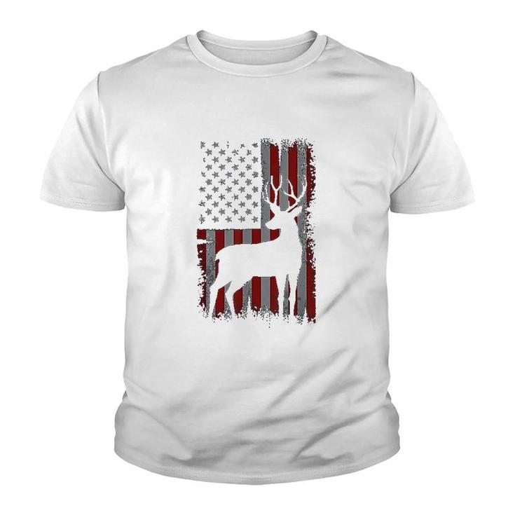 Patriotic American Flag Deer Hunter Gift Youth T-shirt
