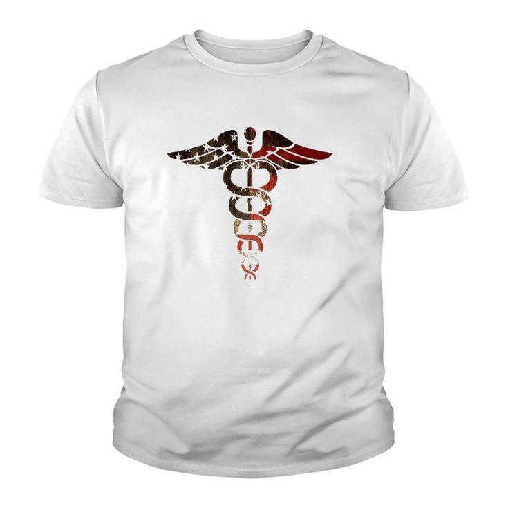 Patriotic Flag Caduceus-Great For Nurses, Dr's, Emt, Medic Youth T-shirt