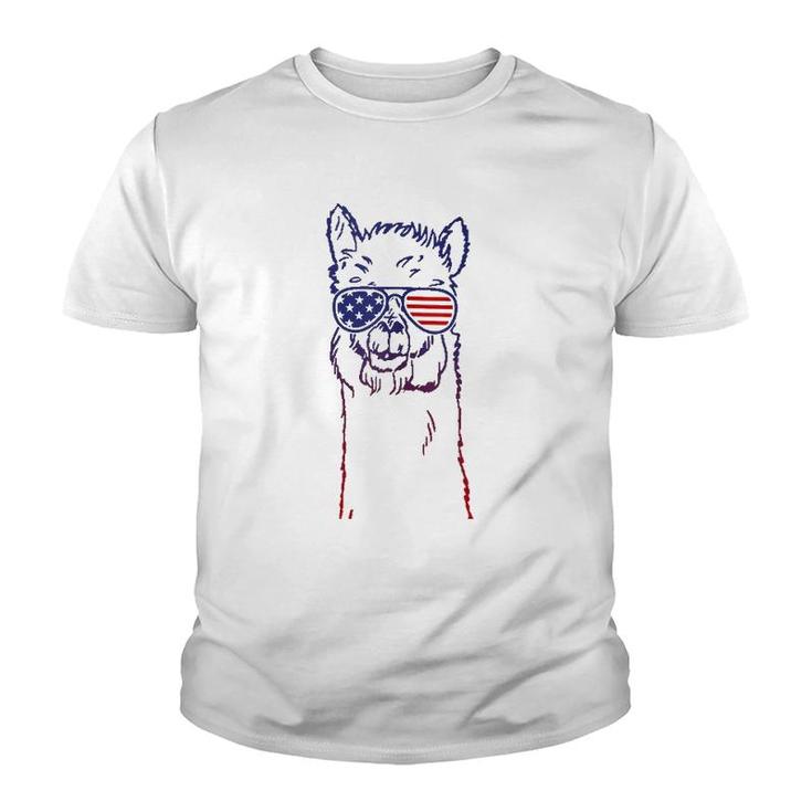Patriotic Llama Alpaca  - American Usa Flag  Youth T-shirt