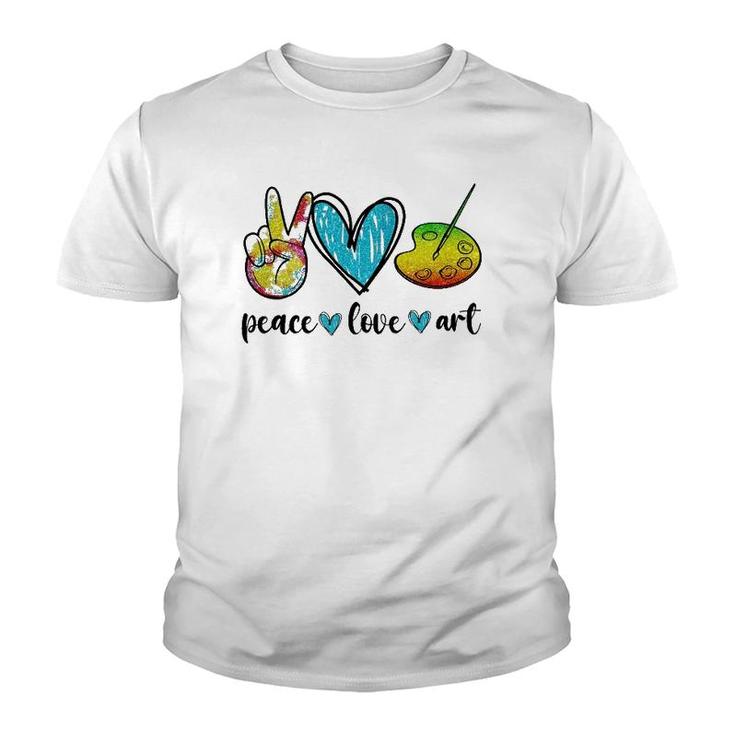 Peace Love Art Painting Palette Funny Art Gifts For Teacher Youth T-shirt