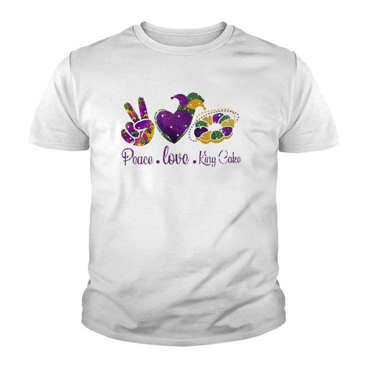 Peace Love King Cake  A Mardi Gras Party Carnival Gifts Youth T-shirt