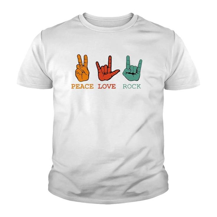 Peace Love Rock And Roll Retro Vintage Peace Loving Musician Youth T-shirt