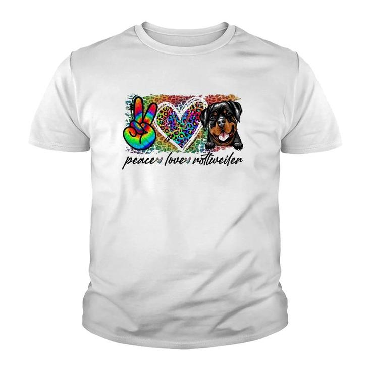 Peace Love Rottweiler Tie Dye Dog Lover Mother's Day Youth T-shirt