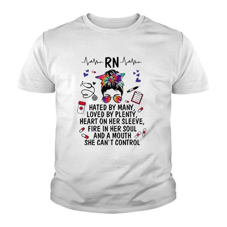 Ph Tie Dye Messy Bun Nurse Rn Life Nursing Heartbeat Youth T-shirt
