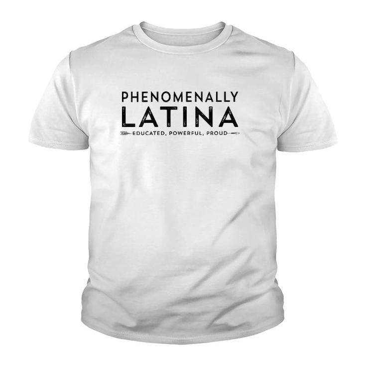Phenomenally Latina Educated Powerful Proud Hispanic Mujer V-Neck Youth T-shirt