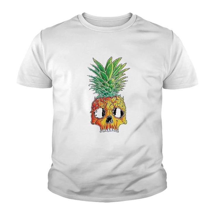 Pineapple Skull Aloha Beaches Hawaiian Hawaii Goth Youth T-shirt
