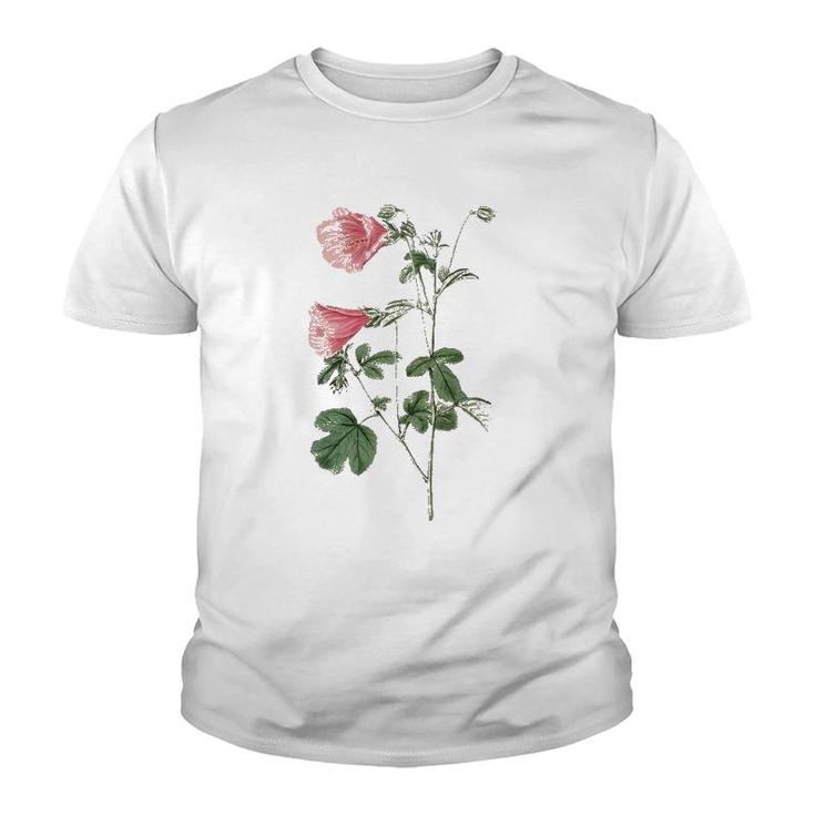 Pink Botanical Vintage Flower Youth T-shirt