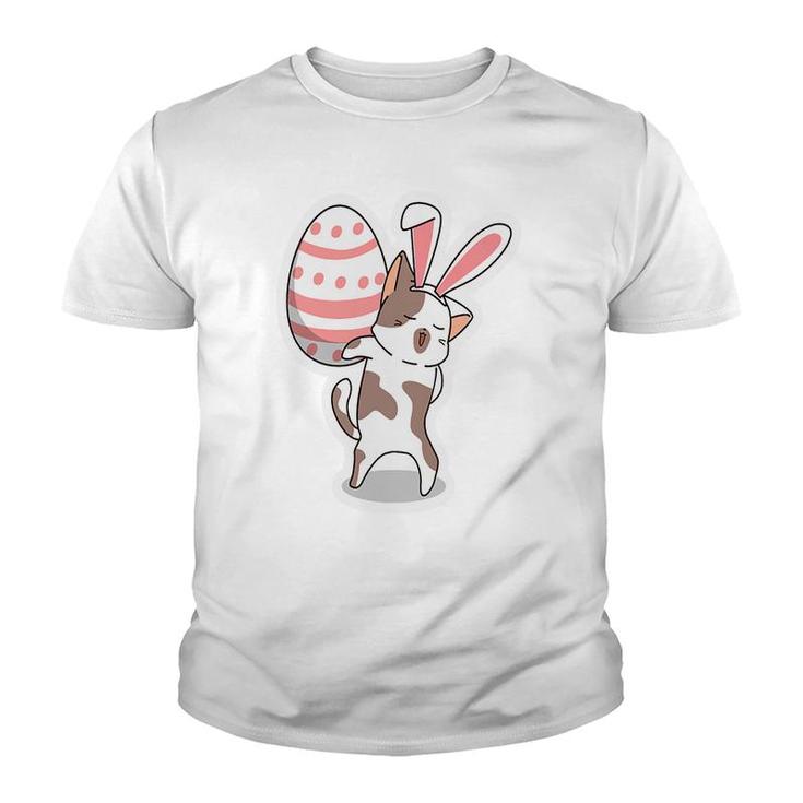 Pink Bunny Cat With Giant Egg Cute Cat Easter Eggs Youth T-shirt