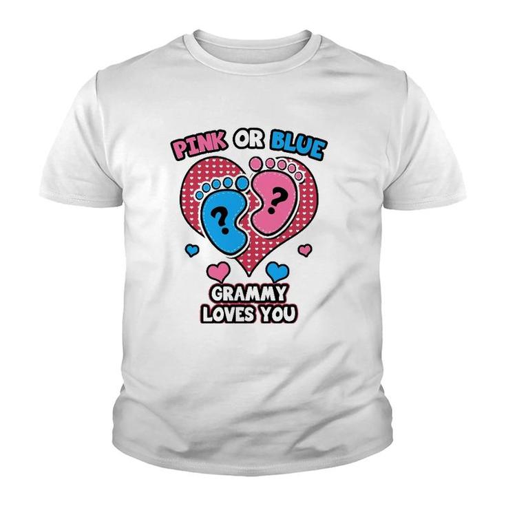 Pink Or Blue Grammy Loves You Gender Reveal Announcement Youth T-shirt