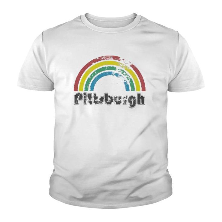 Pittsburgh Rainbow 70'S 80'S Style Retro Gay Pride Men Women Youth T-shirt