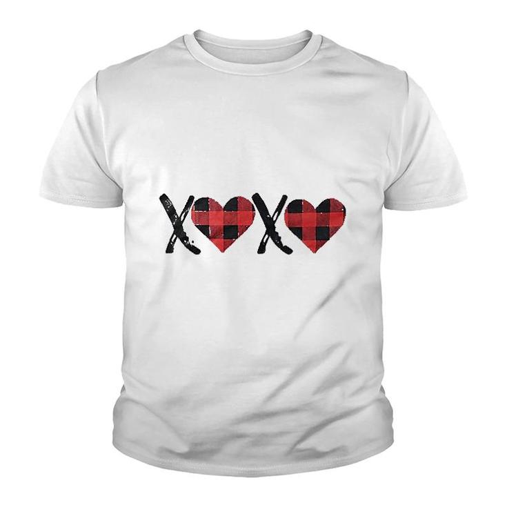 Plaid Heart Valentines Day Youth T-shirt