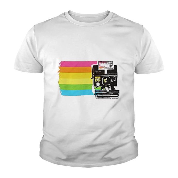 Polaroid Land Camera Color Stripe Youth T-shirt