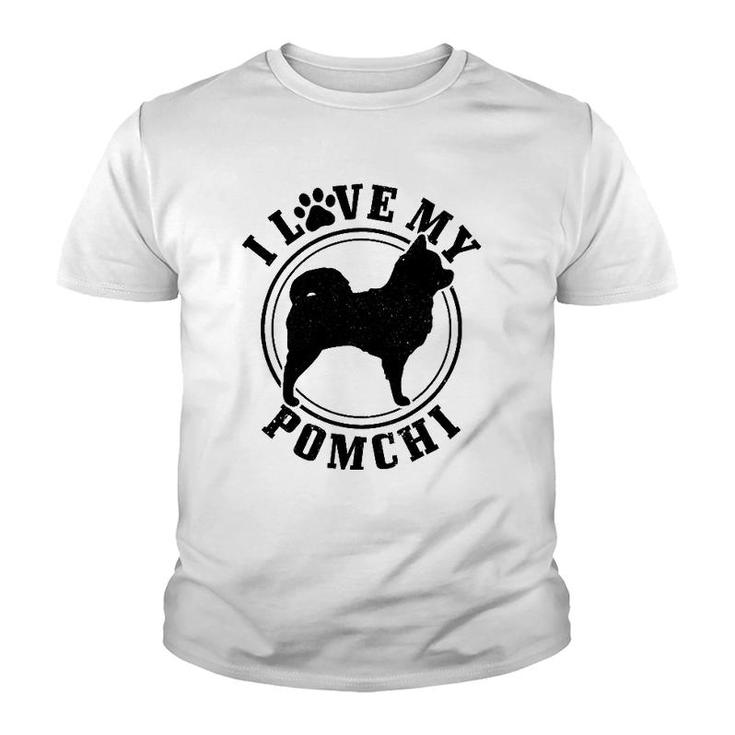 Pomchi Dog I Love My Pomchi Mom Dad Youth T-shirt