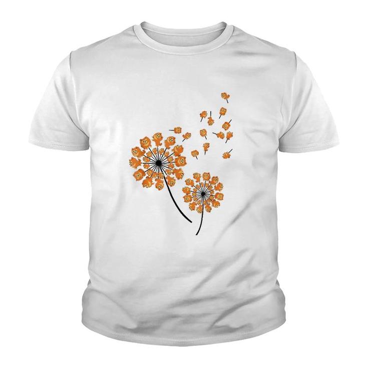 Pomeranian Flower Fly Dandelion Funny Dog Lover For Mom Men Youth T-shirt