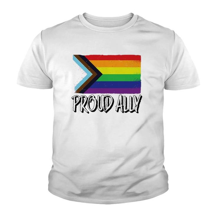 Proud Ally Pride Month Lgbtq Black Pride Flag Youth T-shirt