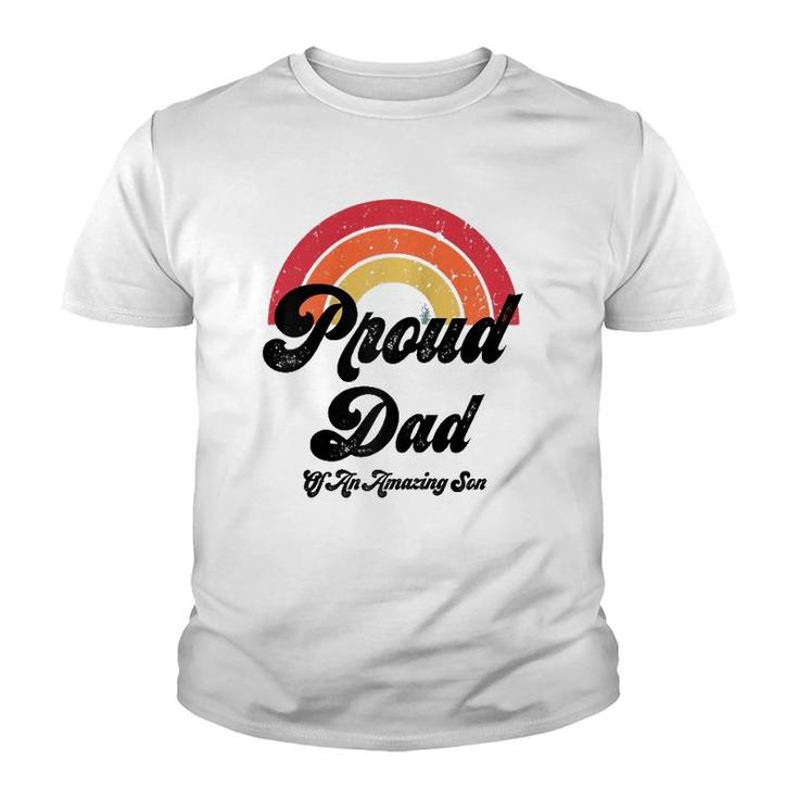 Proud Dad Of A Gay Son Lgbtq Ally Gifts Free Dad Hugs Bi  Youth T-shirt