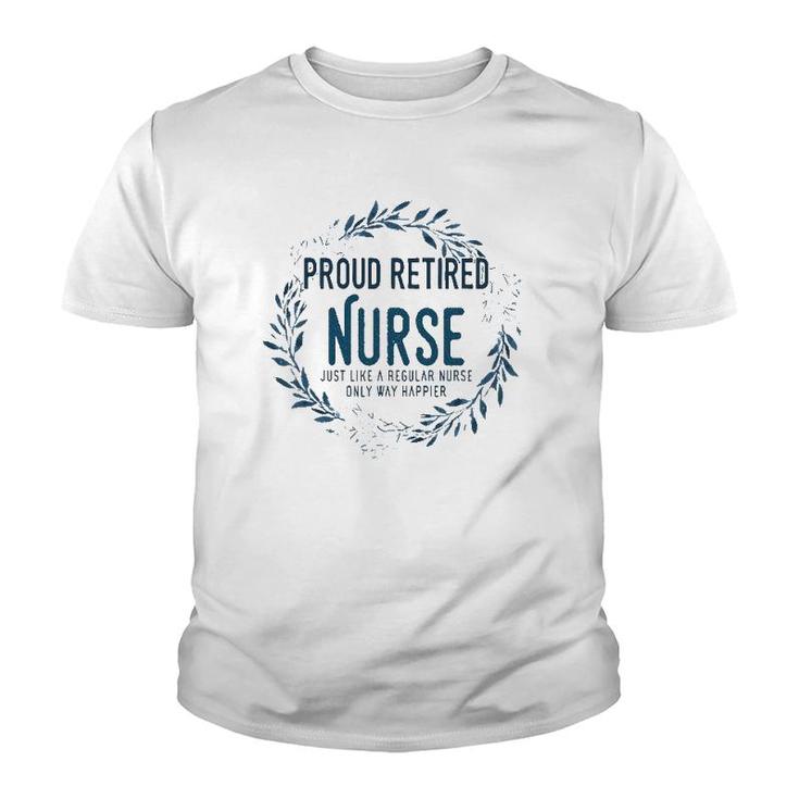 Proud Retired Nurse Floral Flowers Funny Retirement Nurse Youth T-shirt