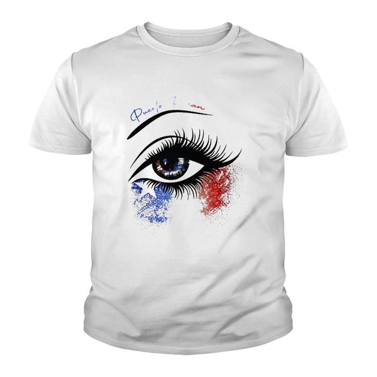 Puerto Rican Women Gift Puerto Rican Flag Eye Youth T-shirt