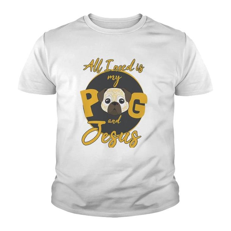 Pug Mom Dad Christian Jesus Dog Lover Pugs Gift Youth T-shirt