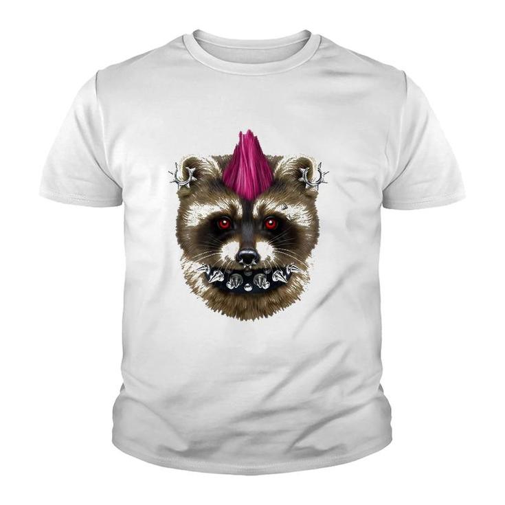 Punk Rock Raccoon With Mohawk And Heavy Metal Makeup Youth T-shirt