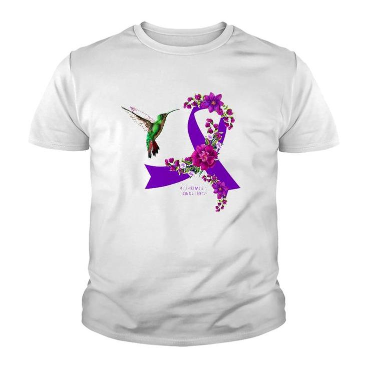 Purple Ribbon Alzheimer's Awareness Hummingbird Youth T-shirt
