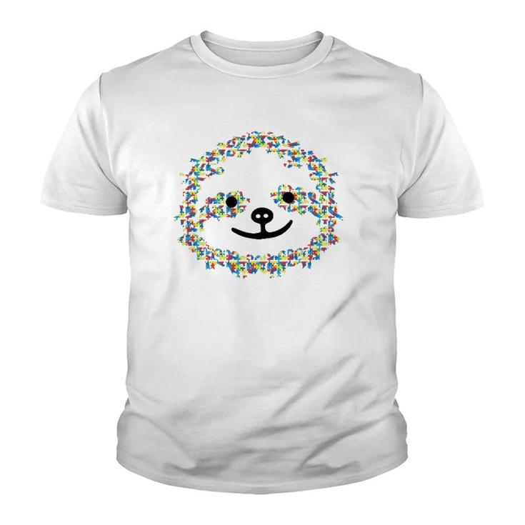 Puzzle Piece Ribbon Sloth Face Cool Autism Awareness Gifts Youth T-shirt