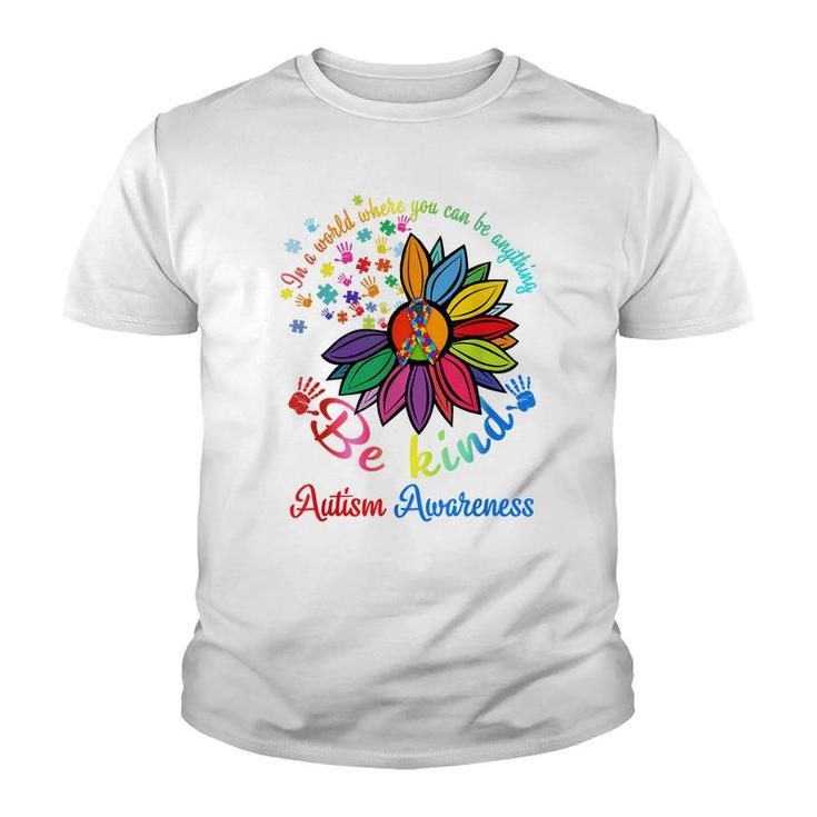 Puzzle Sunflower Be Kind Autism Awareness Mom Support Kids  Youth T-shirt