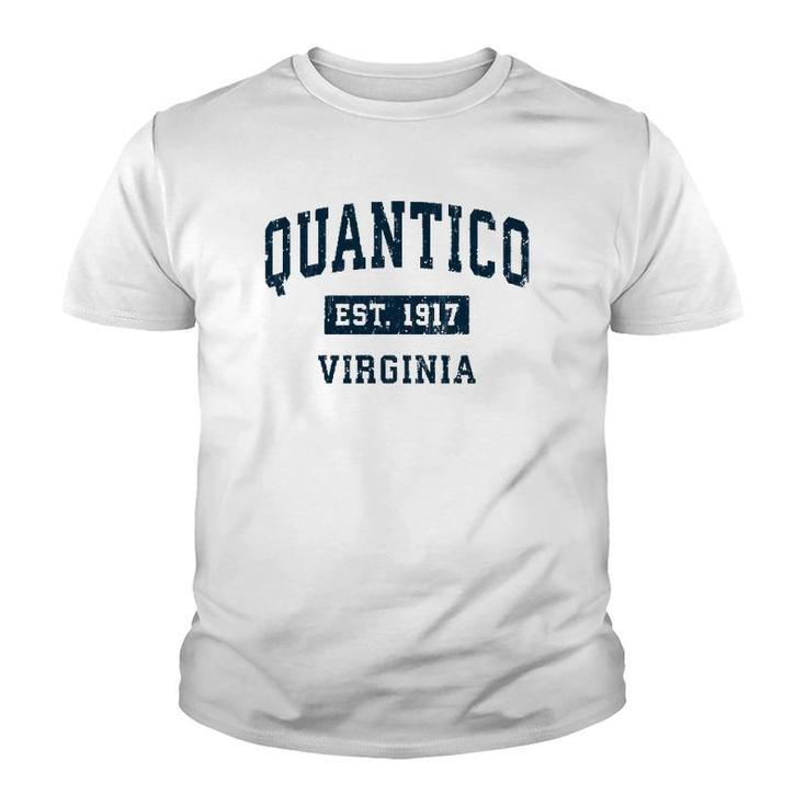Quantico Virginia Va Vintage Sports Design Navy Print Youth T-shirt